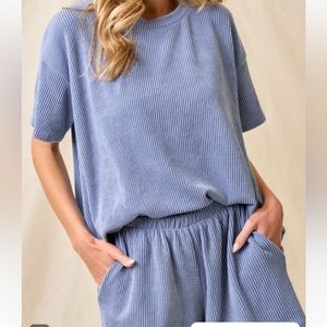 Denim blue two piece set